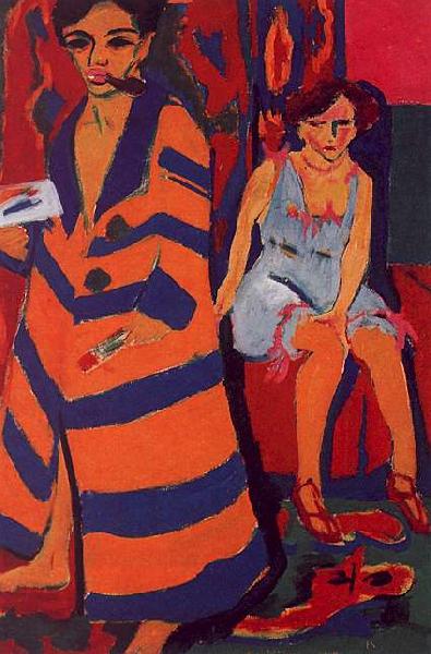 Ernst Ludwig Kirchner Self Portrait with Model oil painting picture